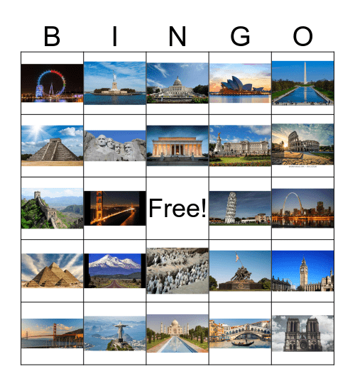 Around the World Bingo Card