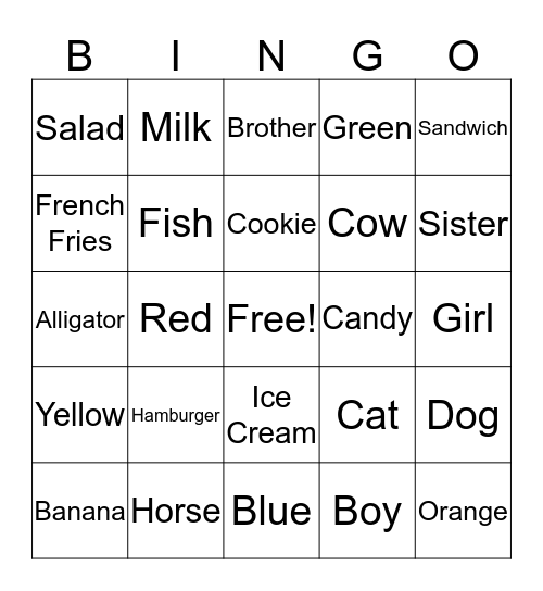 Sign Language Vocab! Bingo Card