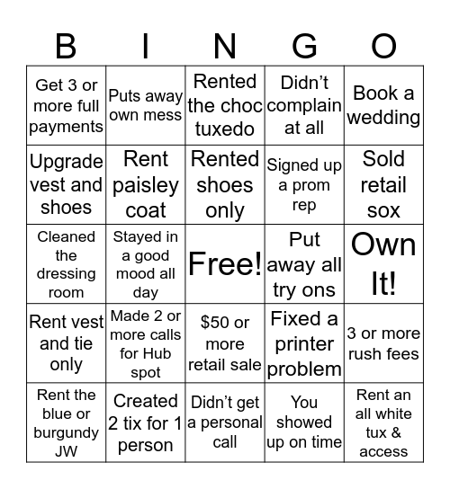 Untitled Bingo Card