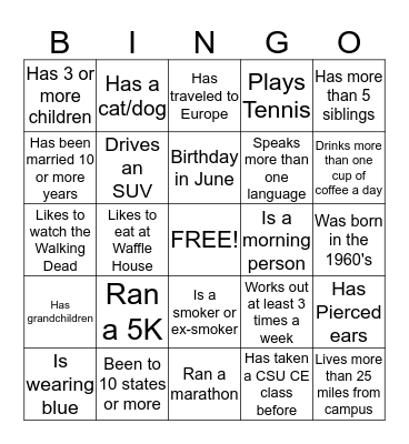 Event Planning Bingo Card