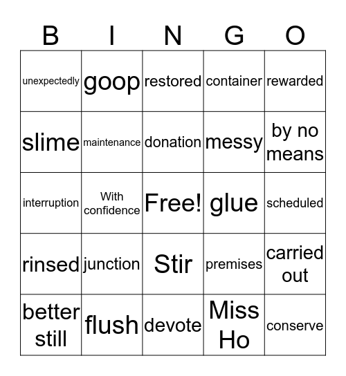 20182019 Joint Exam Word Bank Bingo Card