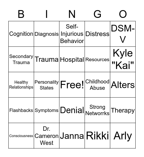 DID Bingo Card