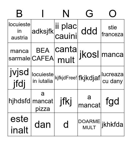 Dany & Deby's wedding bingo Card