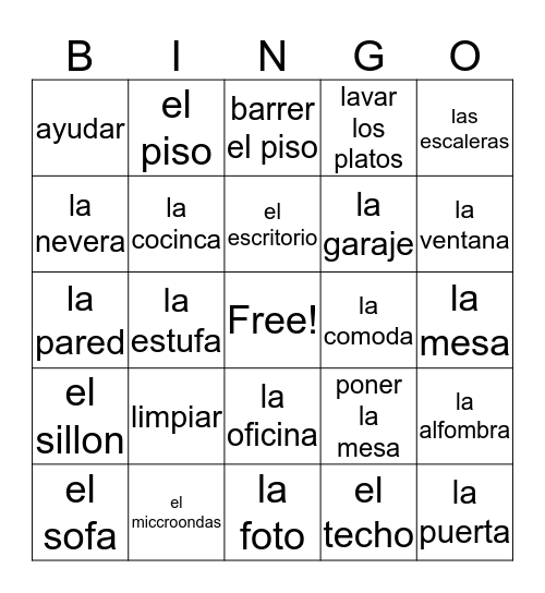 Unidad 1:Es Mi Vida Bingo Card