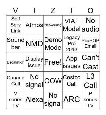 Team Lambert Bingo Card