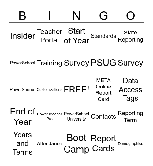 PowerSchool Bingo Card