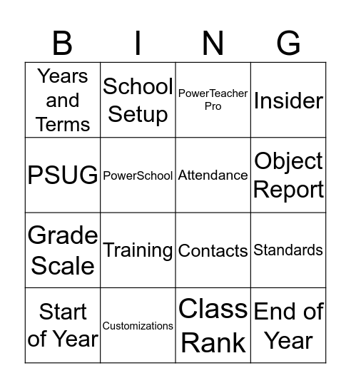 PowerSchool Bingo Card