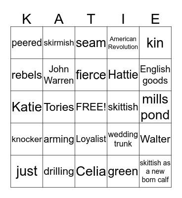 Katie's Trunk Bingo Card