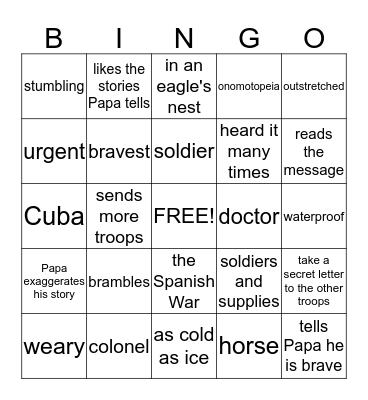 Papa Tells Chita A Story Bingo Card