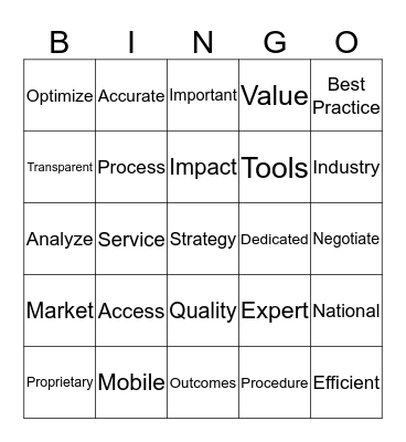 Carrier Bingo Card