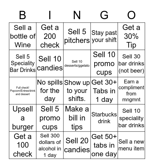 Avenger Weekend Bingo Card