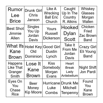 Dakota's Bingo Card Bingo Card