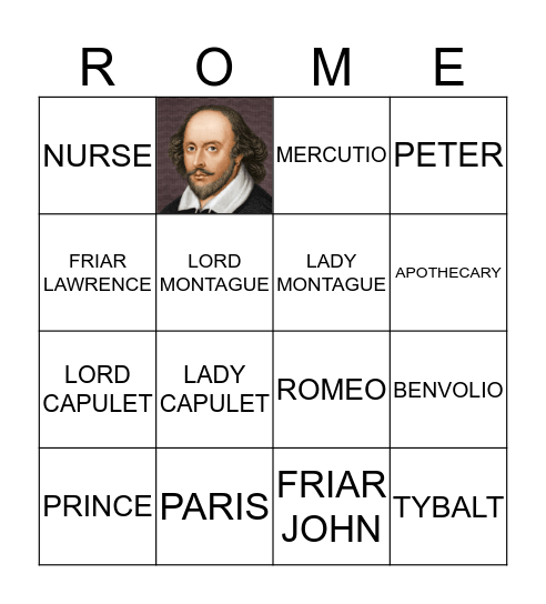Romeo & Juliet BINGO! Bingo Card