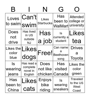 Find Someone Who... Bingo Card