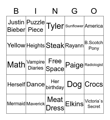 Birthday Girl! Bingo Card