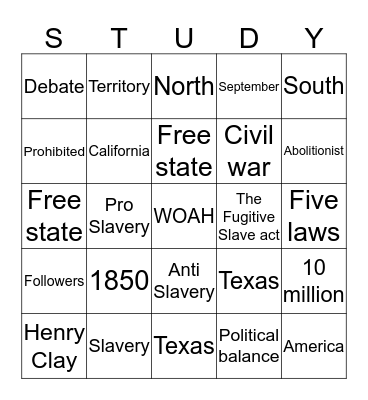 The Compromise of 1850 Bingo Card