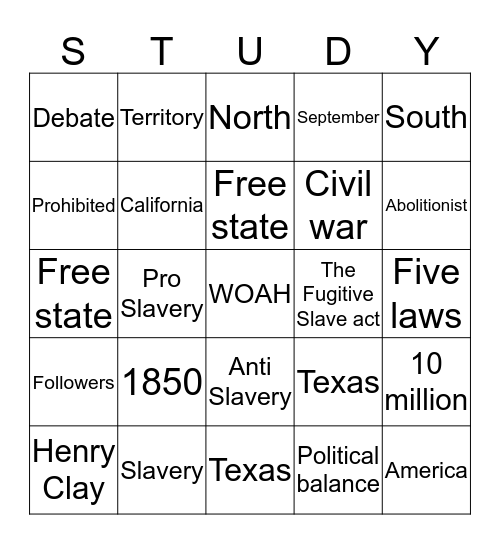 The Compromise of 1850 Bingo Card