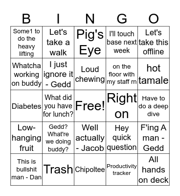 Overheard at Work Bingo Card
