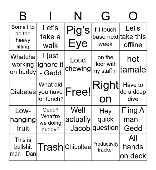 Overheard at Work Bingo Card