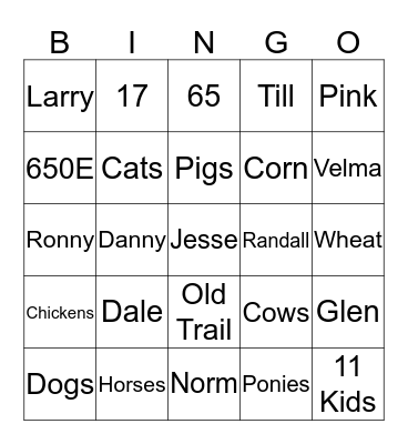 Grandma's 90 Bingo Card
