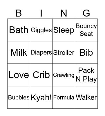 Baby Bingo! Bingo Card