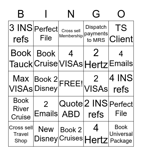 Travel & Retail Bingo Card Bingo Card