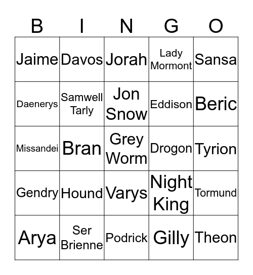 Bingo of Death Bingo Card