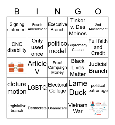 AP Gov Review #2  Bingo Card