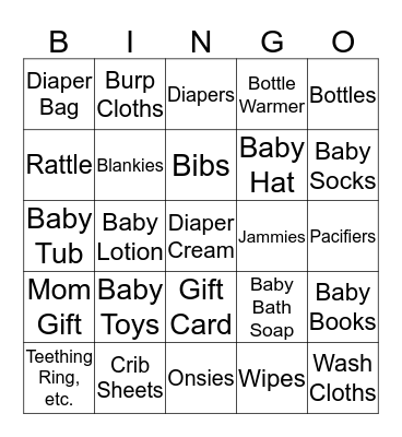 Baby Bingo Card