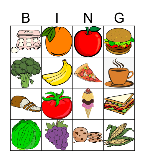 FOOD Bingo Card