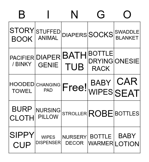 BABY BINGO Card