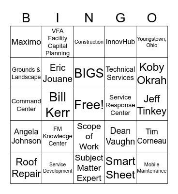 Facilities Management Bingo Card