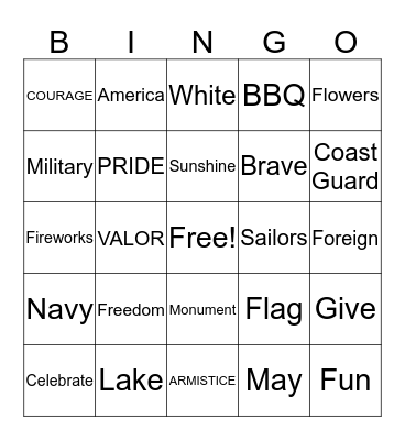 Memorial Day Bingo Card