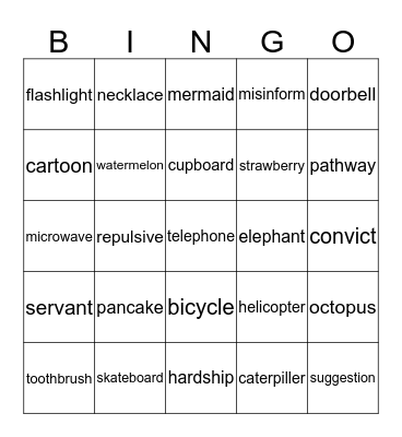 Tricky Words Bingo Card
