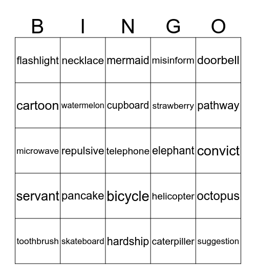 Tricky Words Bingo Card