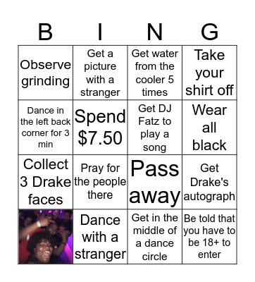 DRAKE PARTY TURN UP Bingo Card