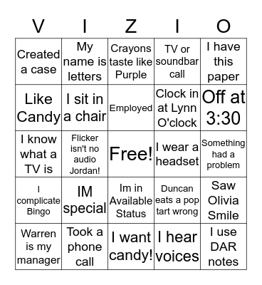 Team Lambert Bingo Card