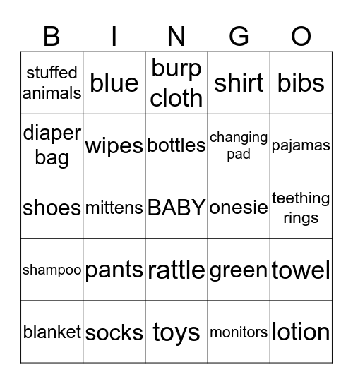 Baby Boy Bingo Card