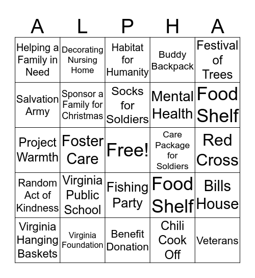 Alpha Psi Resume Bingo Card