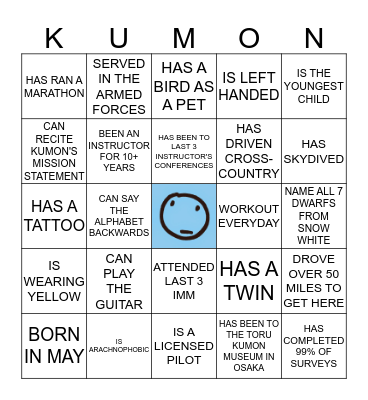 KUMON ICEBREAKER BINGO Card