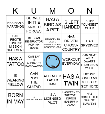 KUMON ICEBREAKER BINGO Card