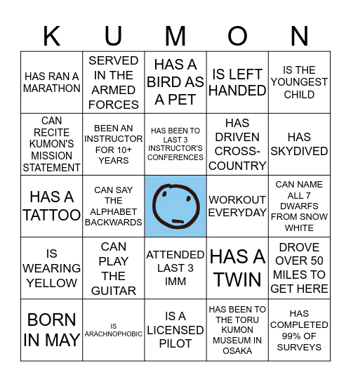 KUMON ICEBREAKER BINGO Card
