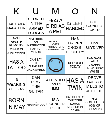 KUMON ICEBREAKER BINGO Card