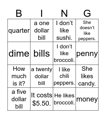 USA Today Unit5c Bingo Card