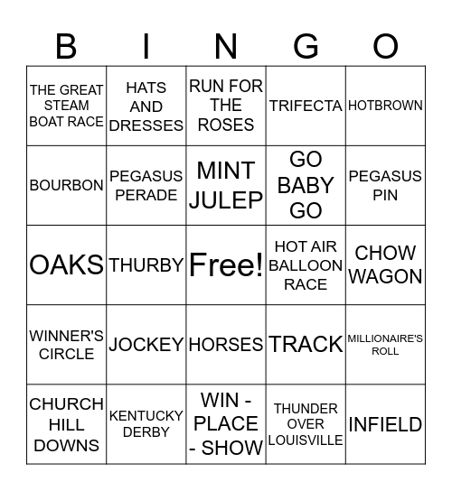 Cinco de Derby Bingo Card