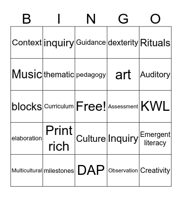 EDEC 3329 BINGO Card