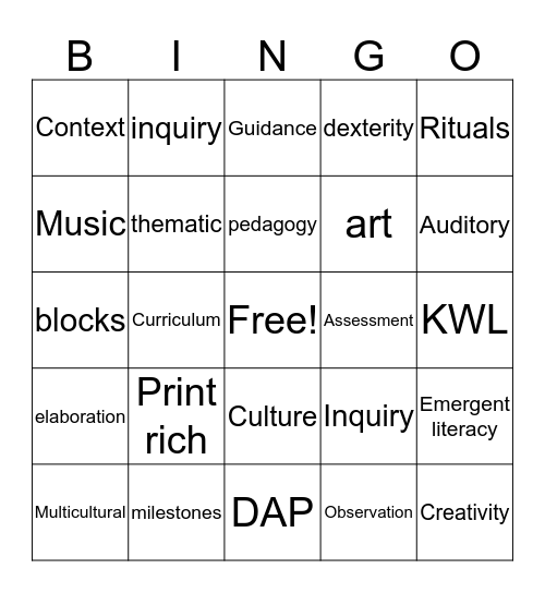 EDEC 3329 BINGO Card