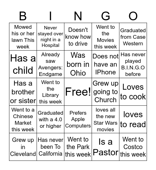 Find Someone Who... Bingo Card