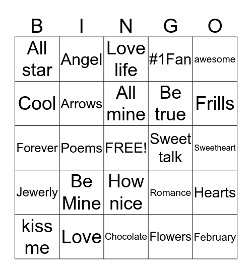 Valentine Bingo Card