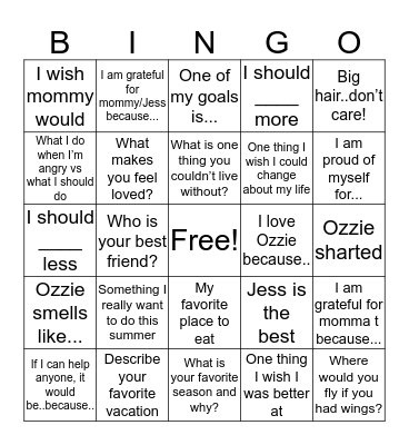 Hoff Lee Lore House Bingo Card